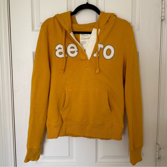 Aeropostale Mustard Yellow Hoodie Sweater - Picture 1 of 4